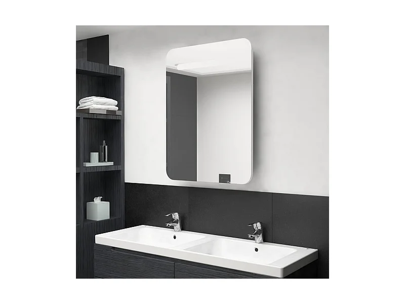 LED-Spiegelschrank fürs Bad Glänzend Weiß 60x11x80 cm