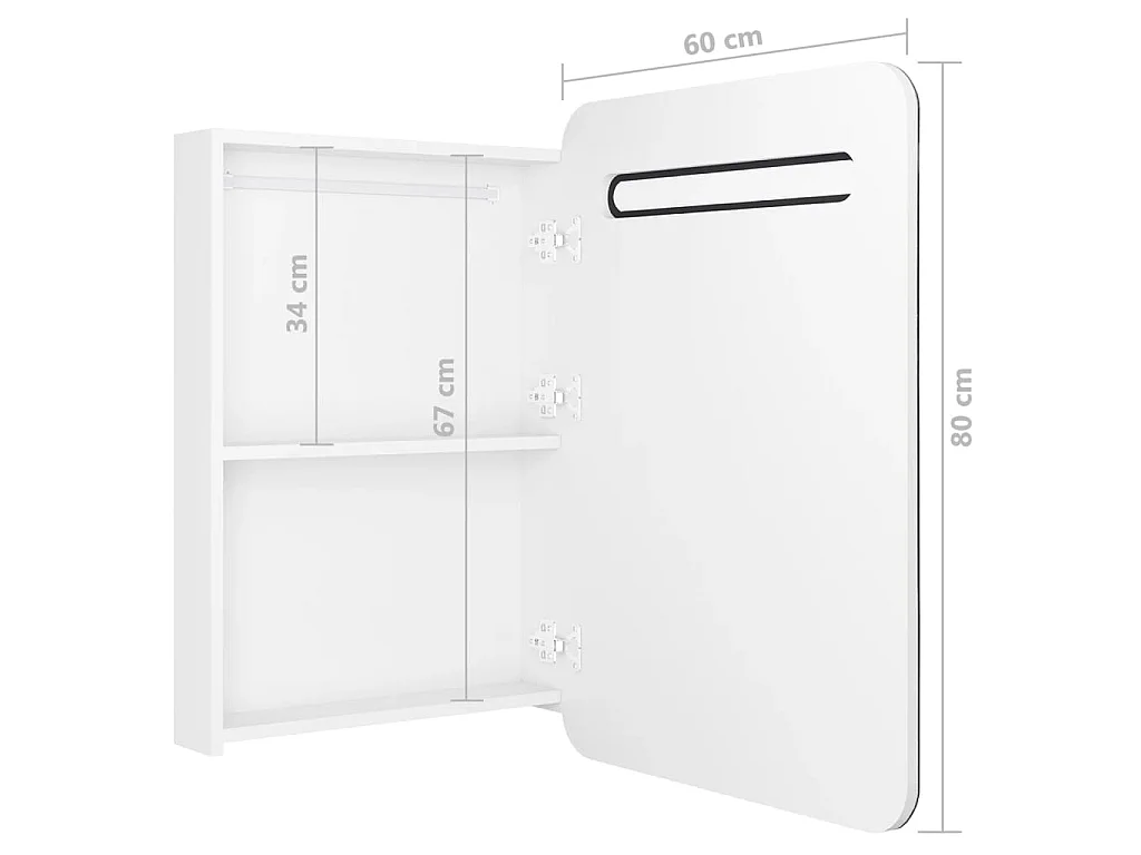 Armoire de salle de bain à miroir LED Blanc brillant 60x11x80cm