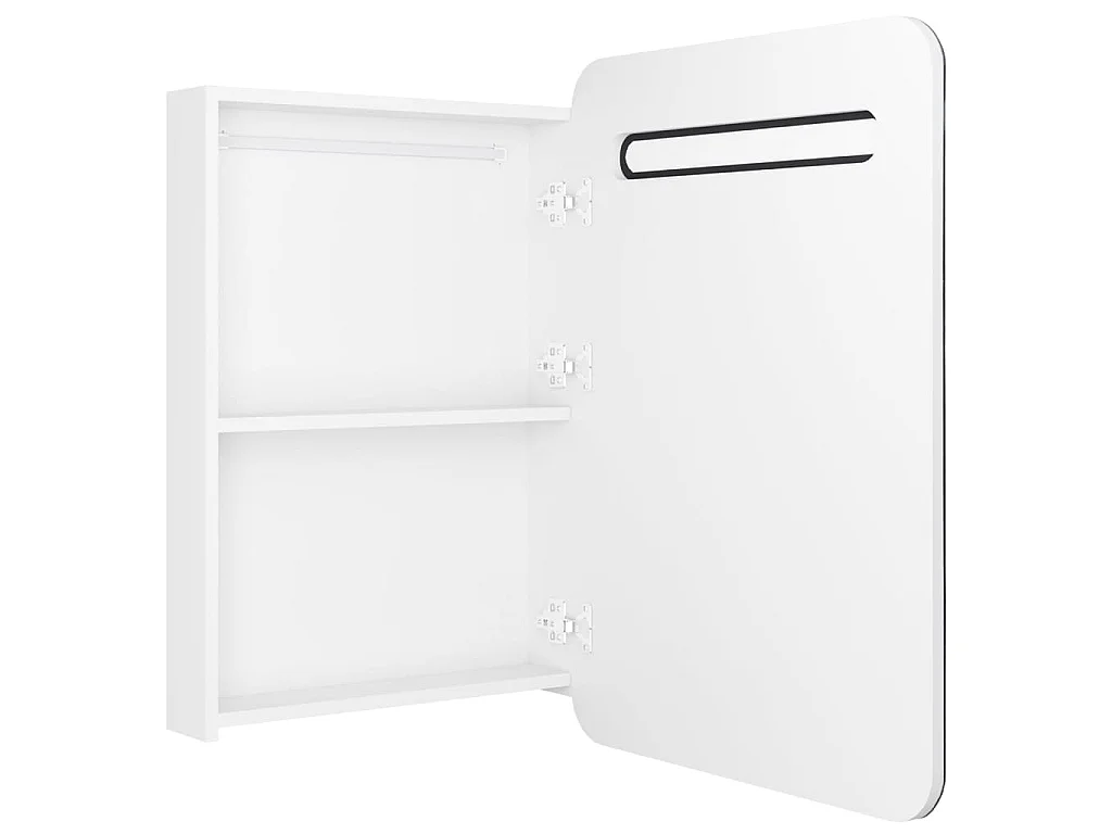 Armoire de salle de bain à miroir LED Blanc brillant 60x11x80cm