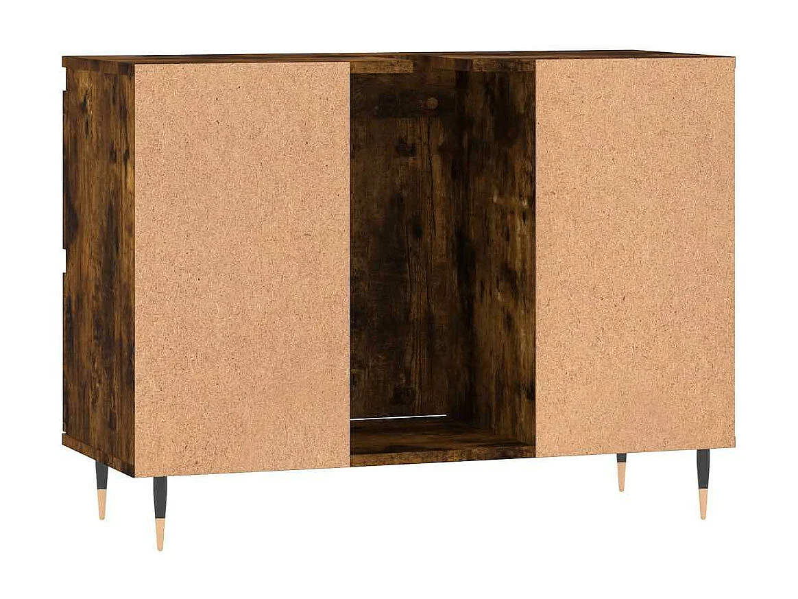 Badkamerkast 80x33x60 cm bewerkt hout gerookt eikenkleurig