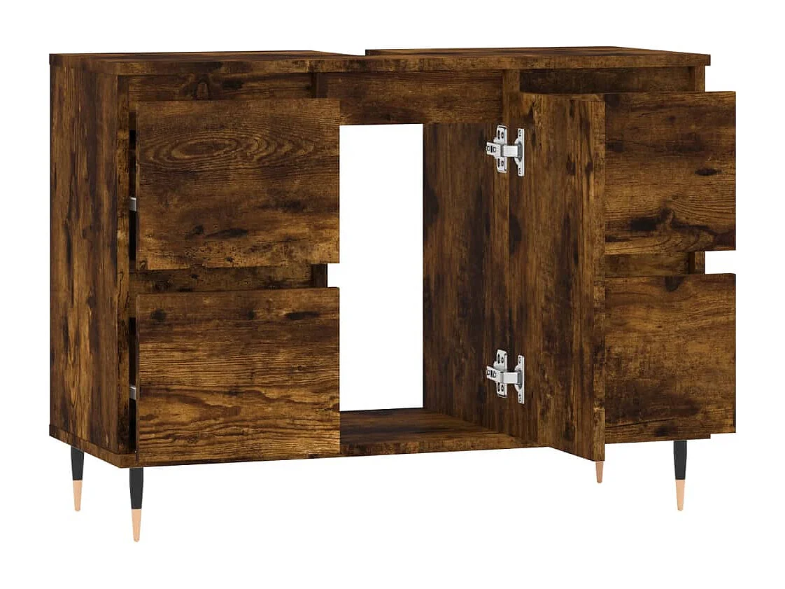 Armoire salle de bain chêne fumé 80x33x60cm bois d'ingénierie