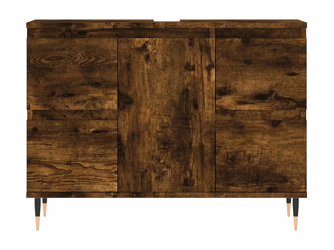 Armoire salle de bain chêne fumé 80x33x60cm bois d'ingénierie