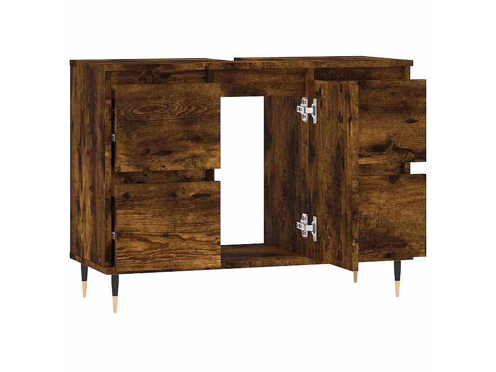 Armadietto Bagno Rovere Fumo 80x33x60 cm in Legno Multistrato