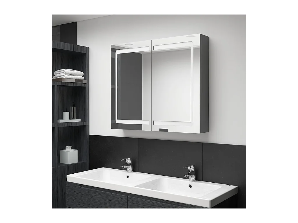 LED-Spiegelschrank fürs Bad Grau 80x12x68 cm