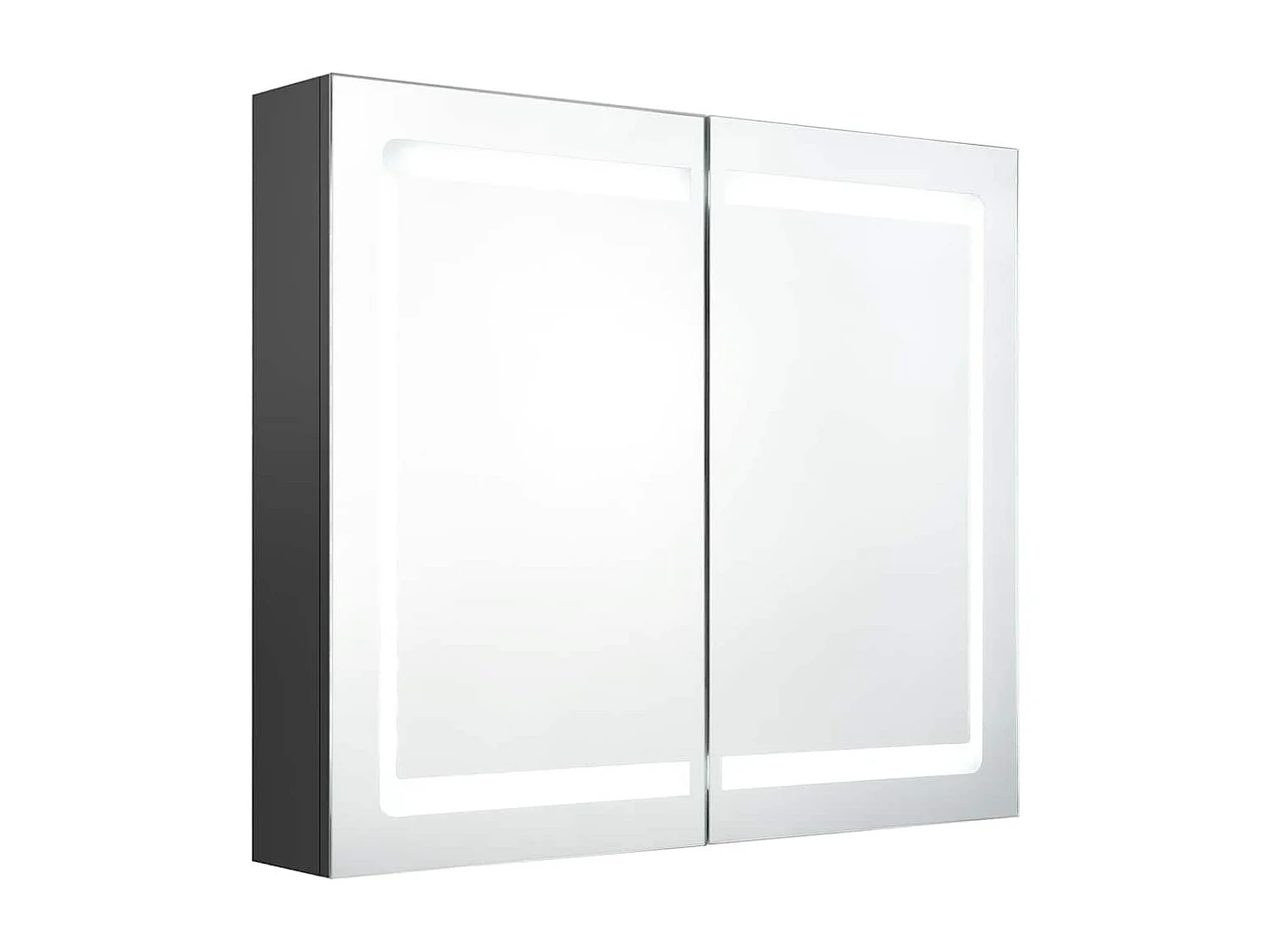 Armoire de salle de bain à miroir LED gris 80x12x68 cm