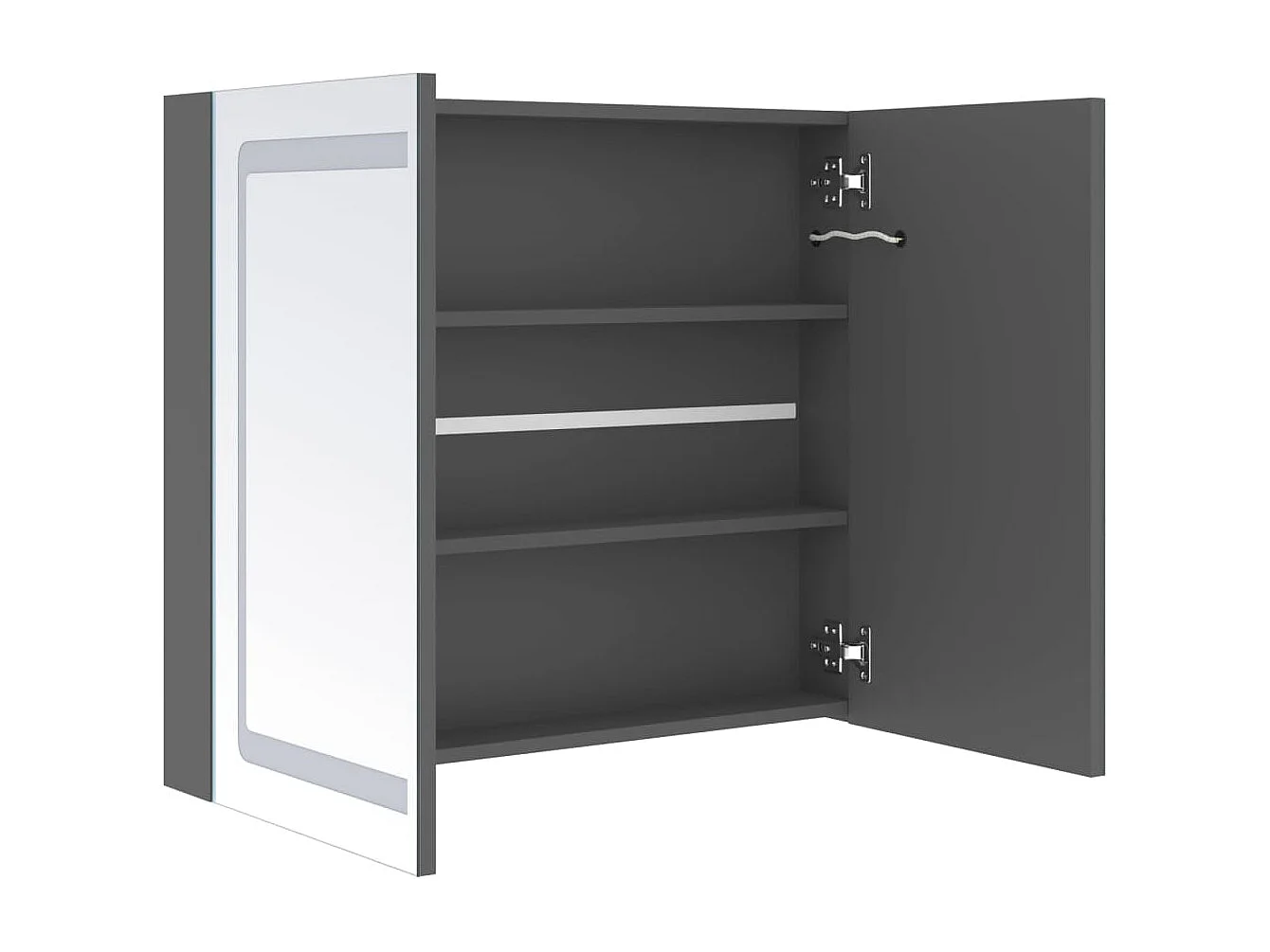 Armoire de salle de bain à miroir LED gris 80x12x68 cm