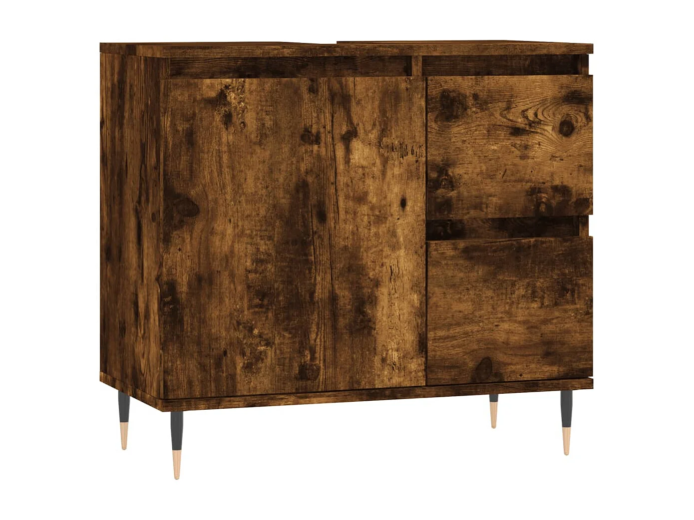 Set Mobili da Bagno 3 pz Rovere Fumo in Legno Multistrato