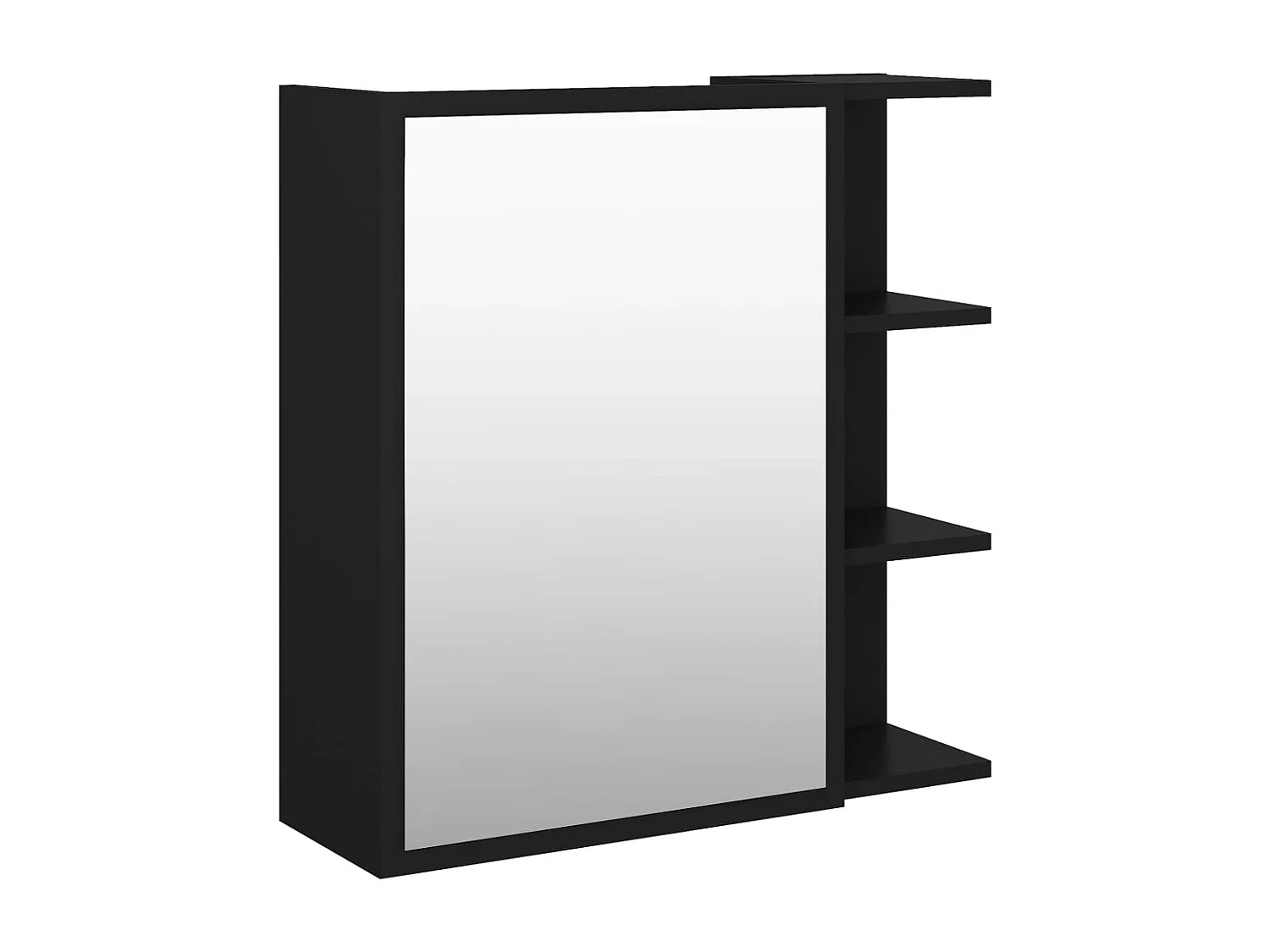 Armoire à miroir de salle de bain Noir Bois d’ingénierie
