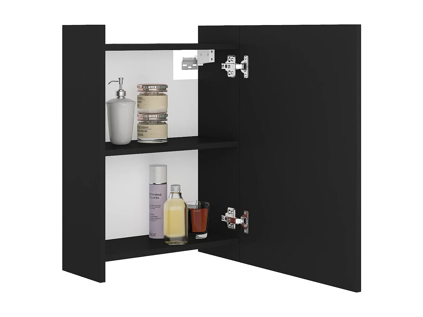 Armoire à miroir de salle de bain Noir Bois d’ingénierie