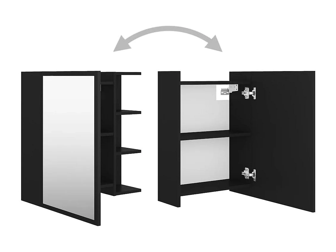 Armoire à miroir de salle de bain Noir Bois d’ingénierie