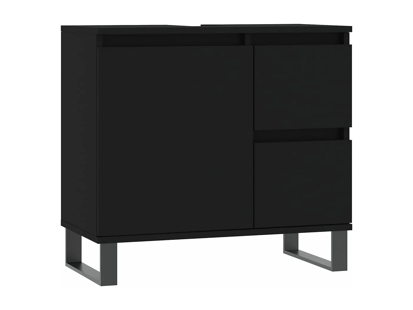 3-tlg. Badmöbel-Set Schwarz Holzwerkstoff