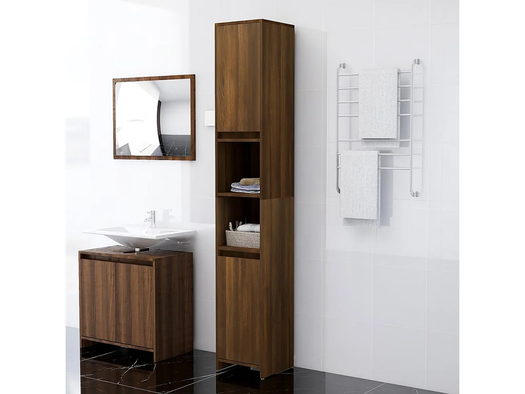 Armário WC 30x30x183,5cm derivados de madeira carvalho castanho