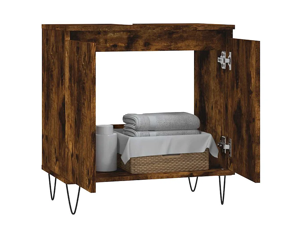 Badschrank Räuchereiche 58x33x60 cm Holzwerkstoff