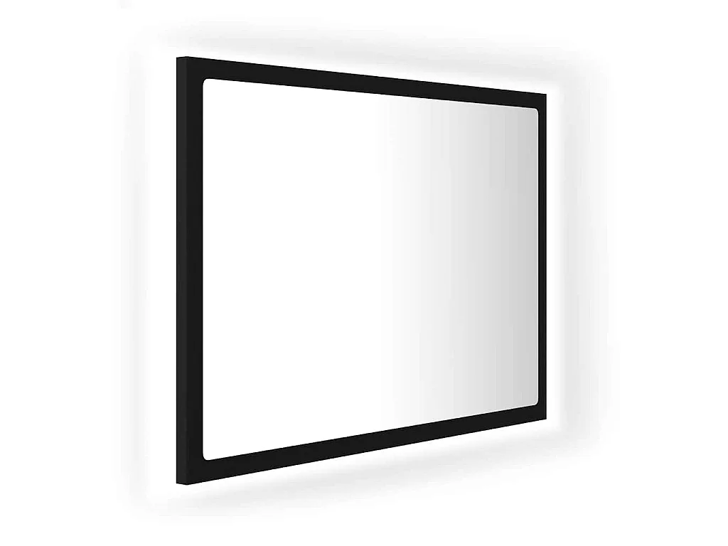 Espejo de baño acrílico negro brillo 60x8,5x37 cm