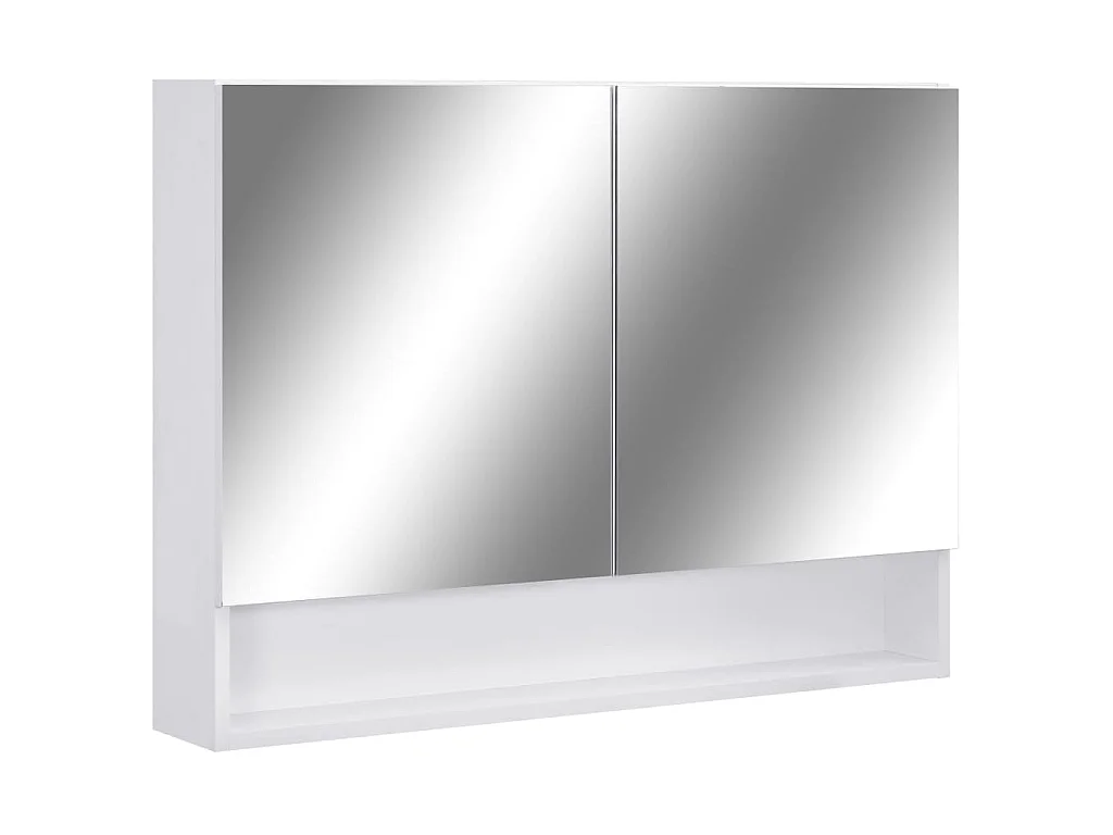 Armário espelhado casa de banho com LED 80x15x60 cm MDF branco