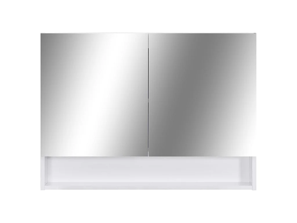 Armário espelhado casa de banho com LED 80x15x60 cm MDF branco