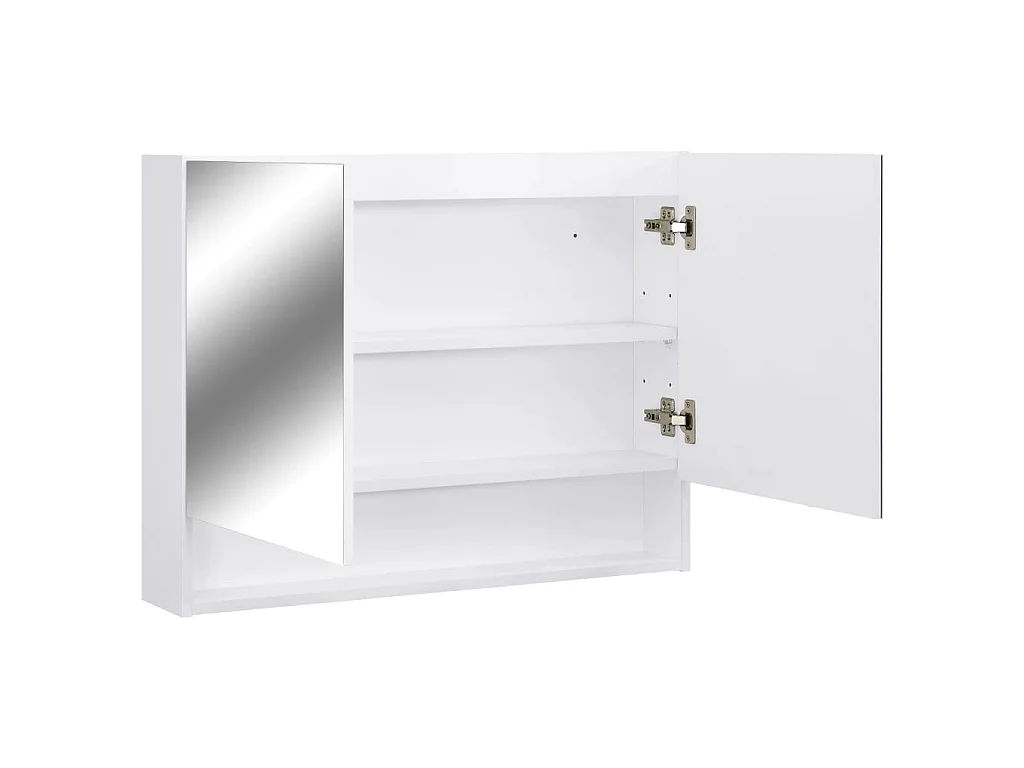 Armário espelhado casa de banho com LED 80x15x60 cm MDF branco