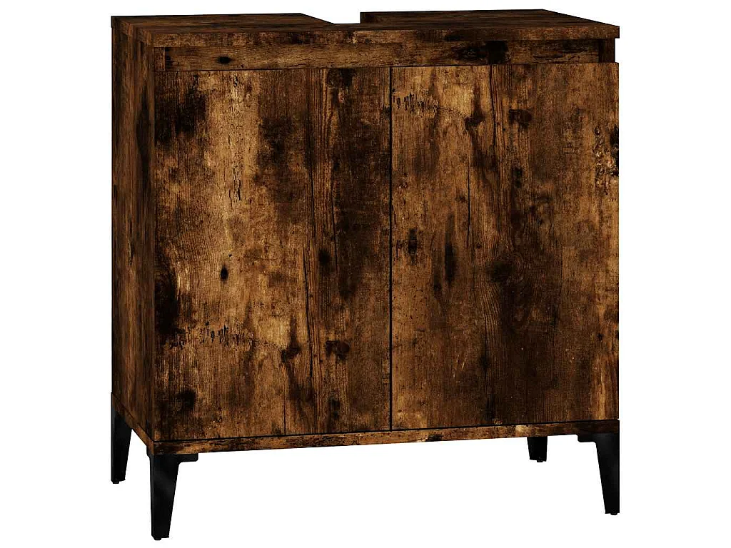 Meuble d'évier chêne fumé 58x33x60 cm bois d'ingénierie