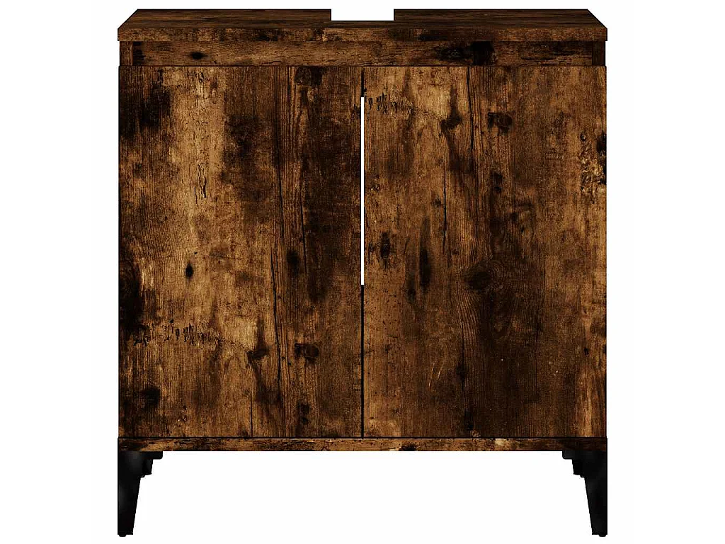 Meuble d'évier chêne fumé 58x33x60 cm bois d'ingénierie
