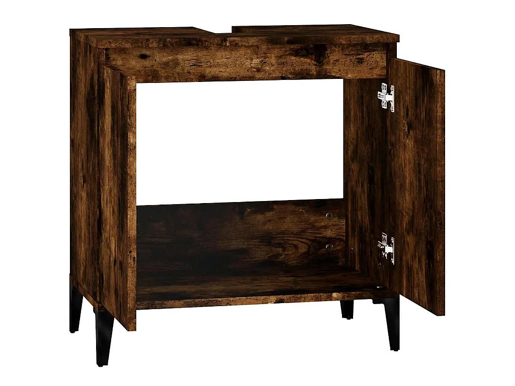 Meuble d'évier chêne fumé 58x33x60 cm bois d'ingénierie