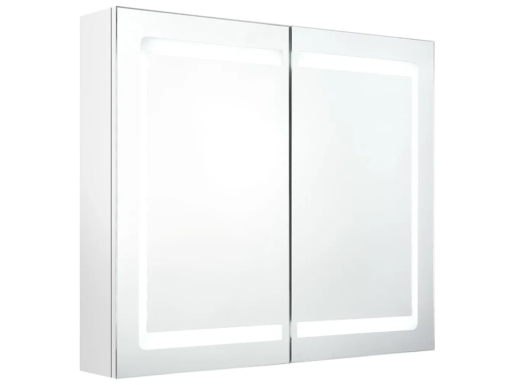 Armoire de salle de bain à miroir LED Blanc brillant 80x12x68cm