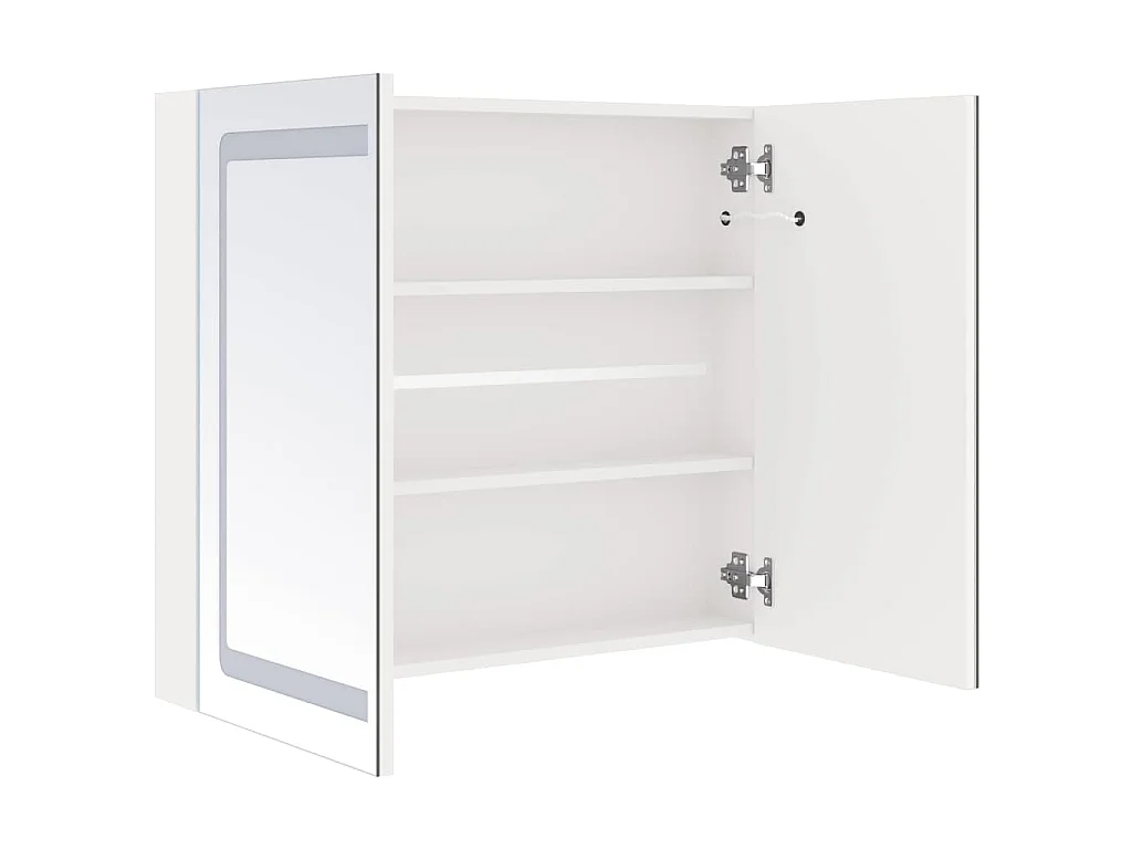 Armoire de salle de bain à miroir LED Blanc brillant 80x12x68cm