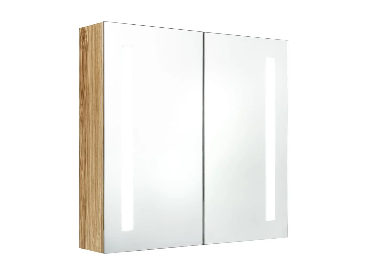 Armoire de salle de bain à miroir LED Chêne 62x14x60 cm