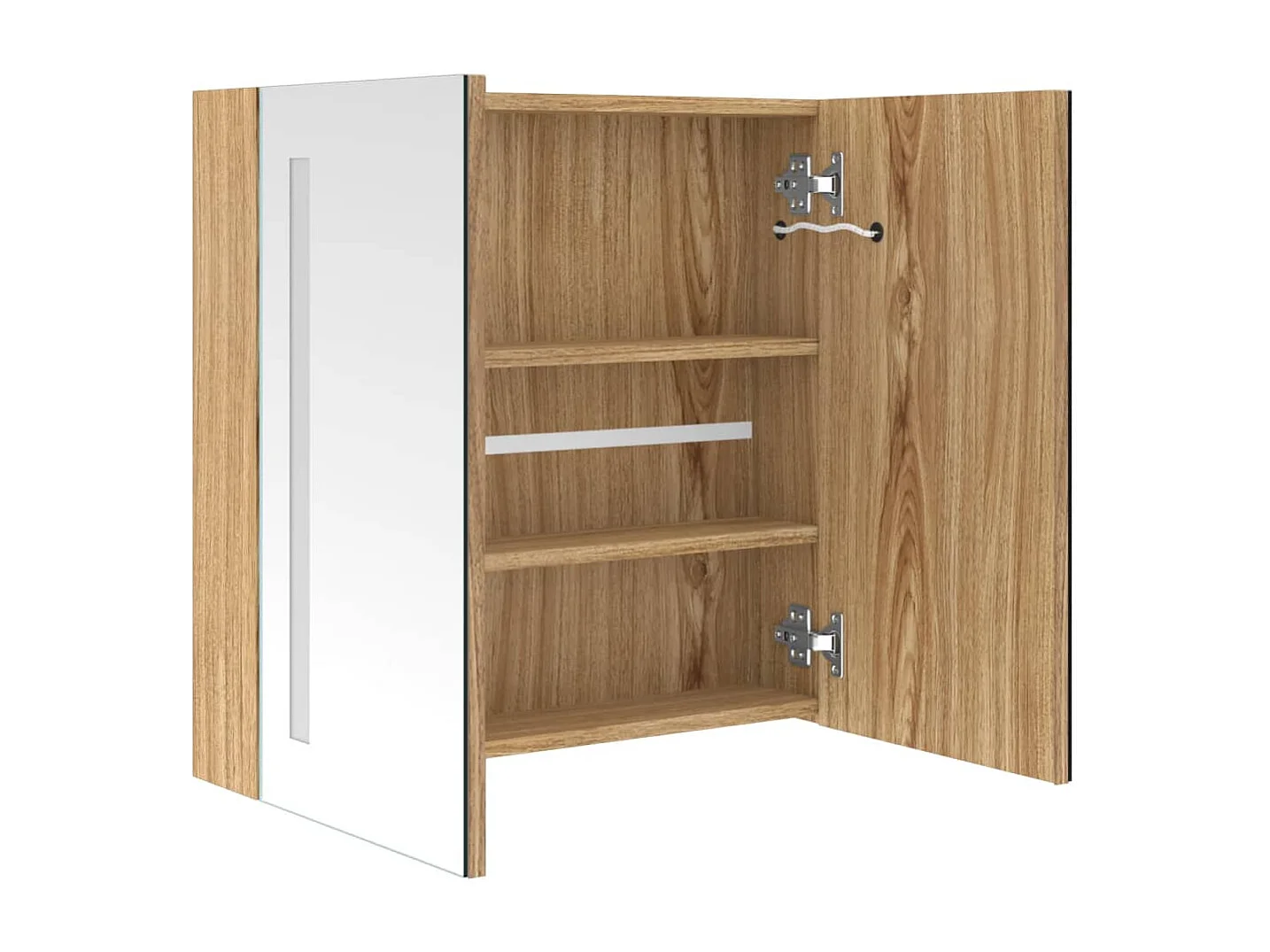 Armoire de salle de bain à miroir LED Chêne 62x14x60 cm