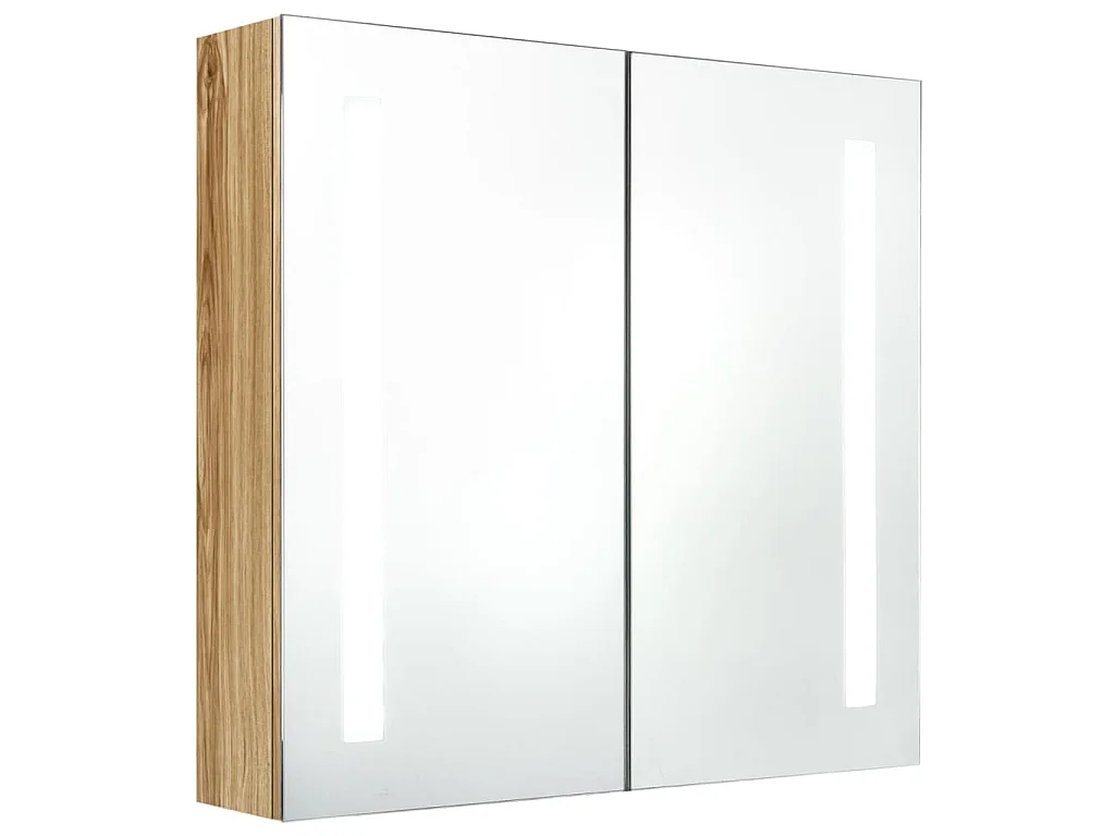 Armoire de salle de bain à miroir LED Chêne 62x14x60 cm