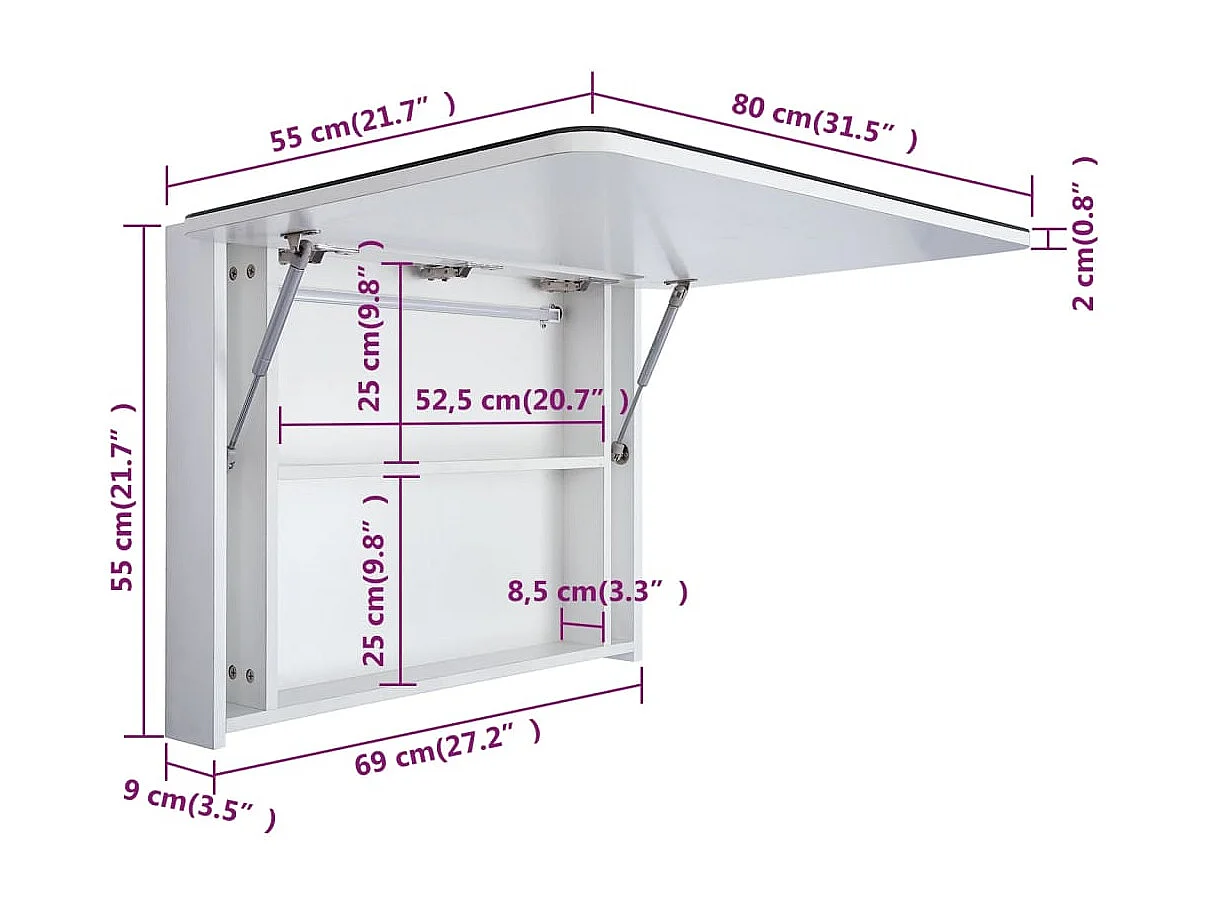 LED-Spiegelschrank 80x9,5x55 cm