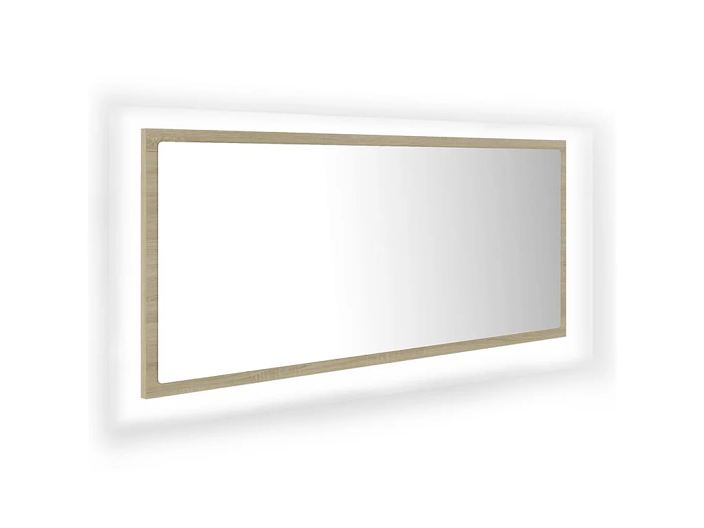 Espelho casa banho c/ LED 100x8,5x37cm acrílico carvalho sonoma