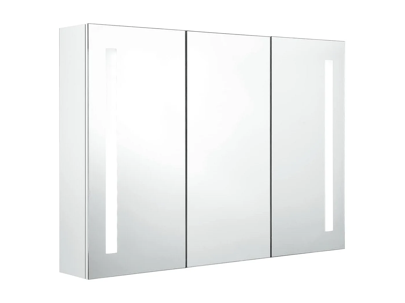 Armoire de salle de bain à miroir LED 89x14x62cm Blanc brillant