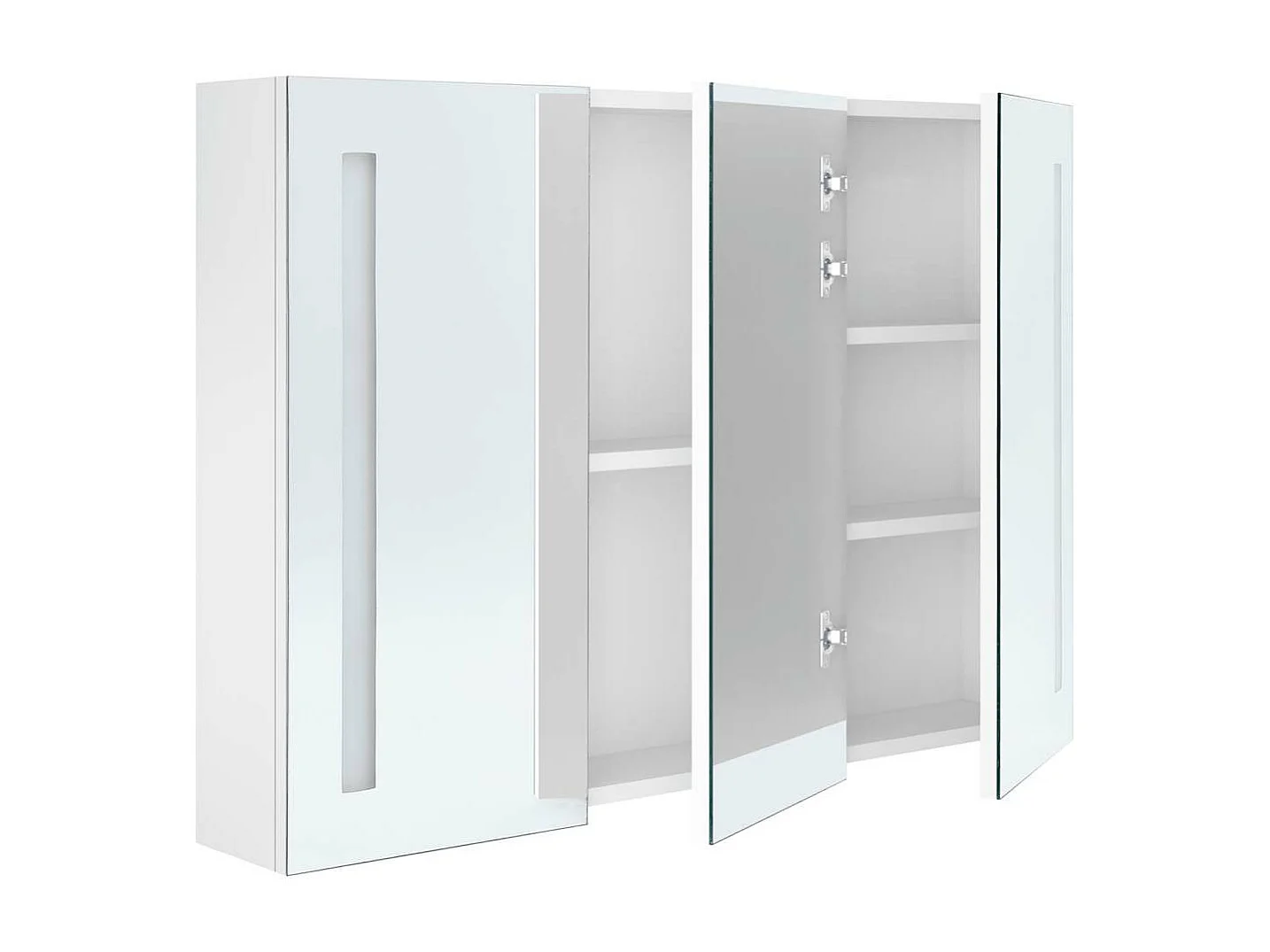Armoire de salle de bain à miroir LED 89x14x62cm Blanc brillant