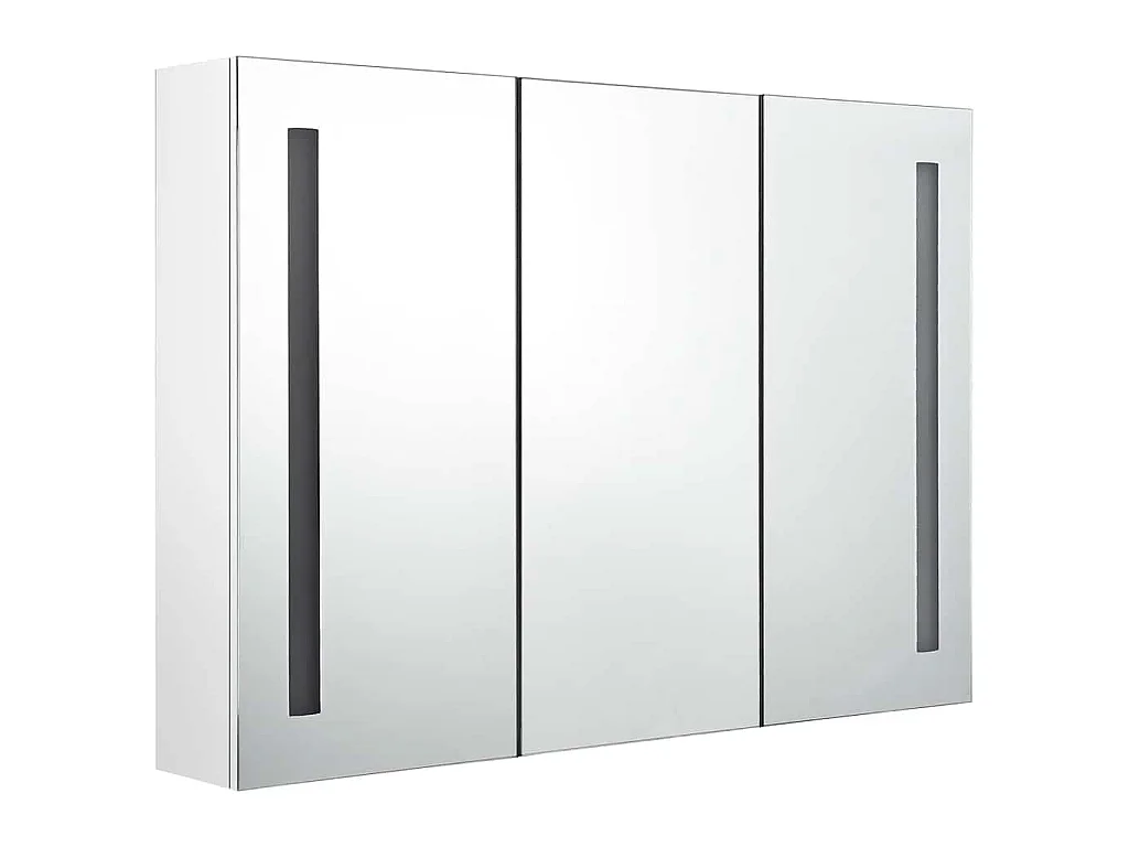LED-Spiegelschrank fürs Bad 89x14x62 cm Glänzend Weiß