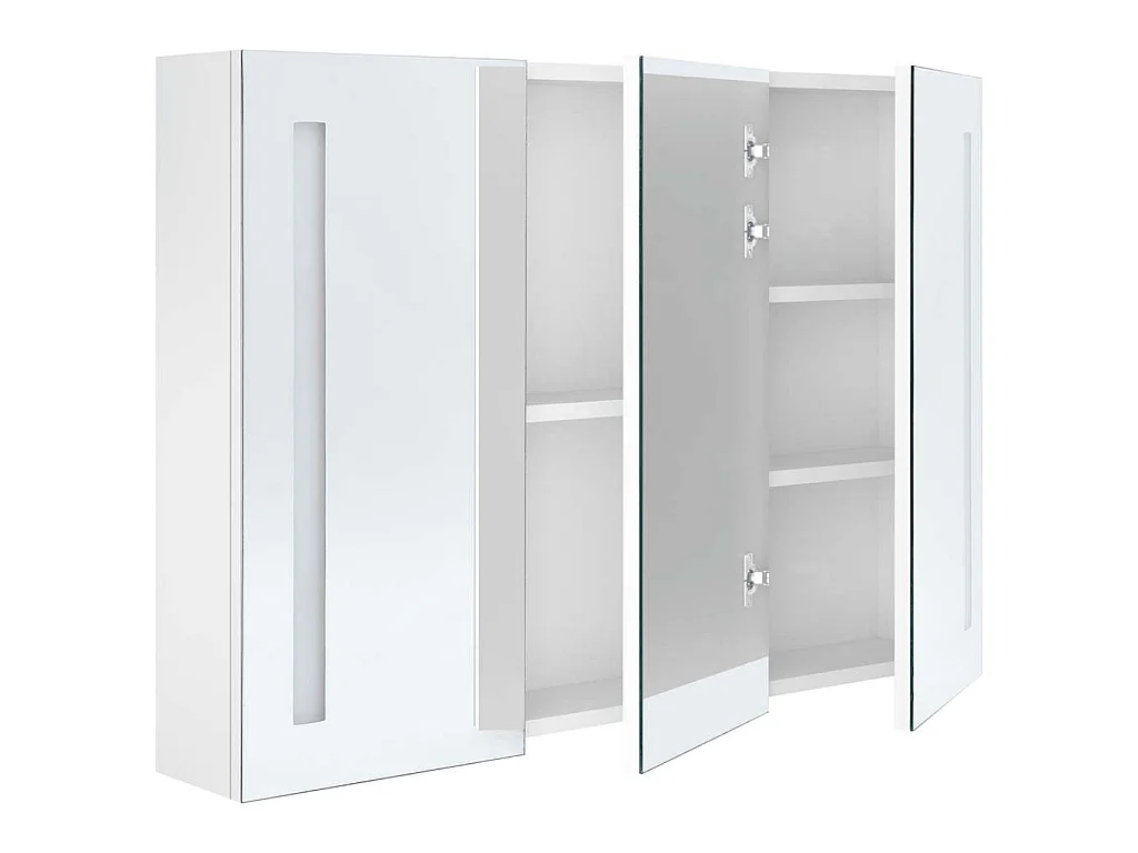 LED-Spiegelschrank fürs Bad 89x14x62 cm Glänzend Weiß