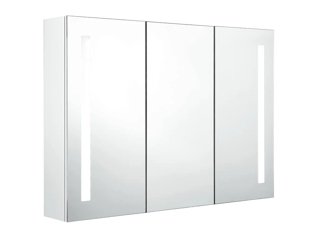LED-Spiegelschrank fürs Bad 89x14x62 cm Glänzend Weiß