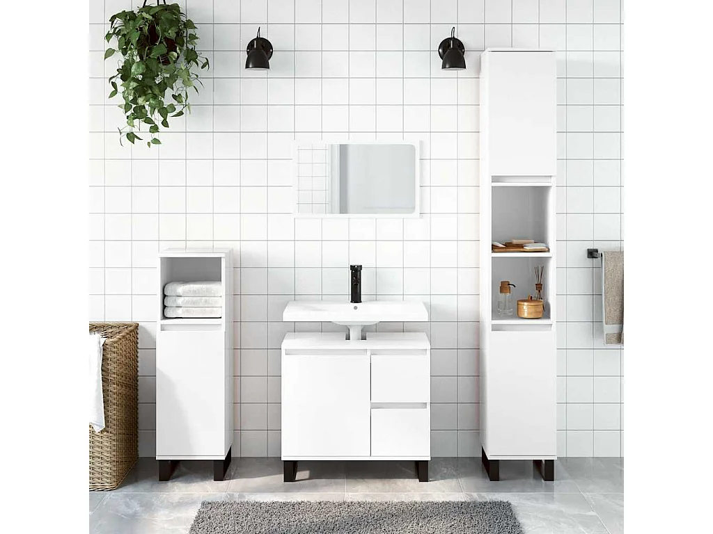 Armário casa 65x33x60 cm derivados de madeira branco brilhante