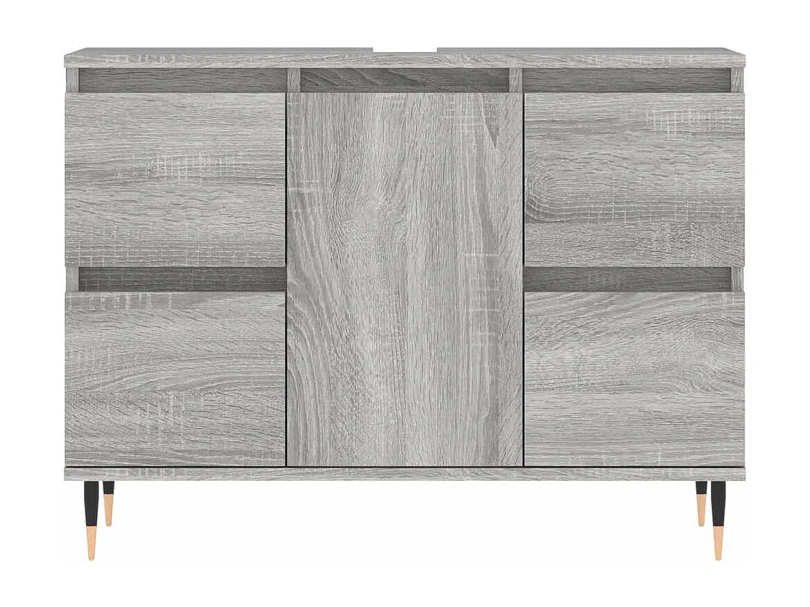 Badkamerkast 80x33x60 cm bewerkt hout grijs sonoma eikenkleurig