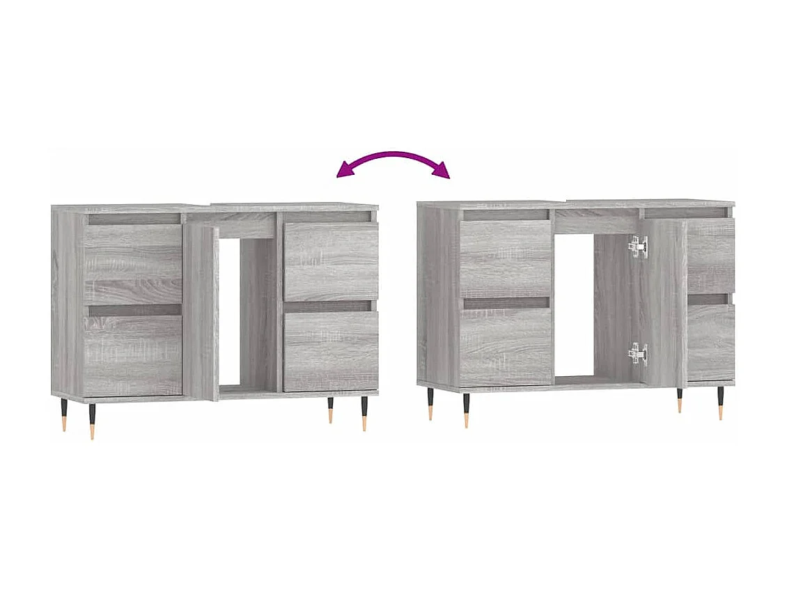 Badkamerkast 80x33x60 cm bewerkt hout grijs sonoma eikenkleurig