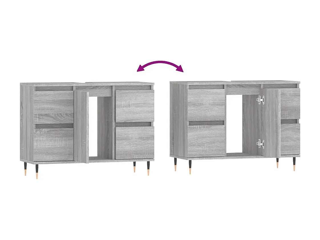 Armoire salle de bain sonoma gris 80x33x60 cm bois d'ingénierie