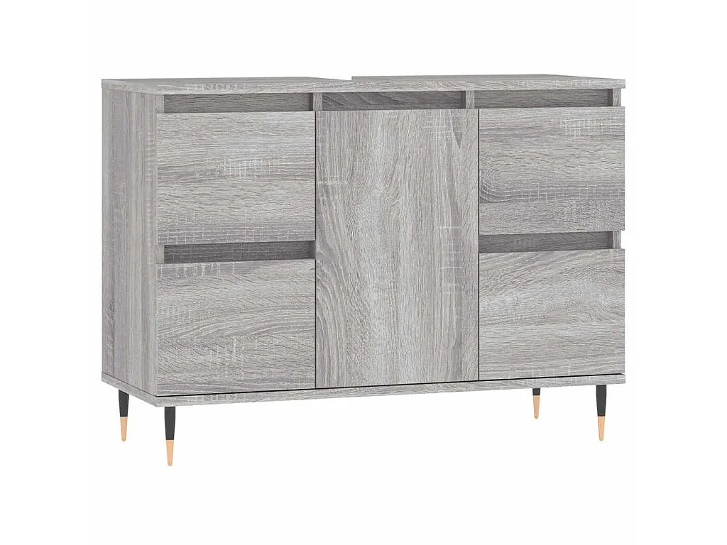 Badkamerkast 80x33x60 cm bewerkt hout grijs sonoma eikenkleurig