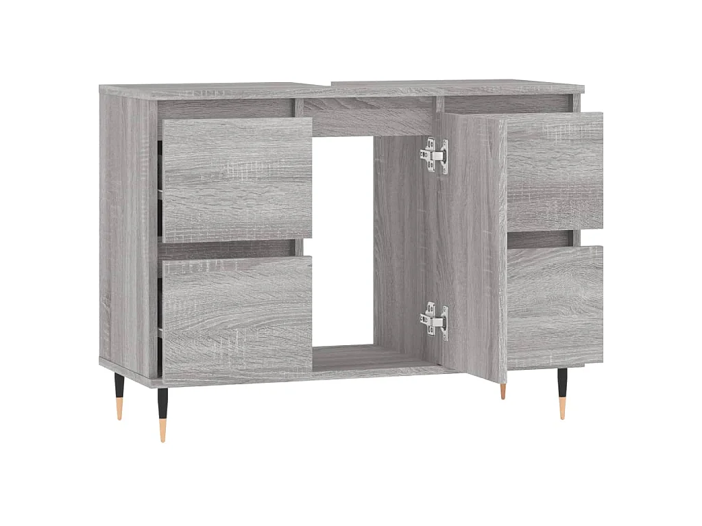 Badkamerkast 80x33x60 cm bewerkt hout grijs sonoma eikenkleurig