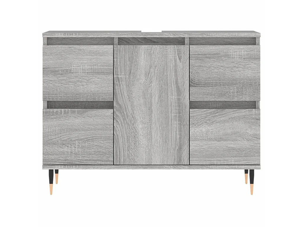 Badkamerkast 80x33x60 cm bewerkt hout grijs sonoma eikenkleurig