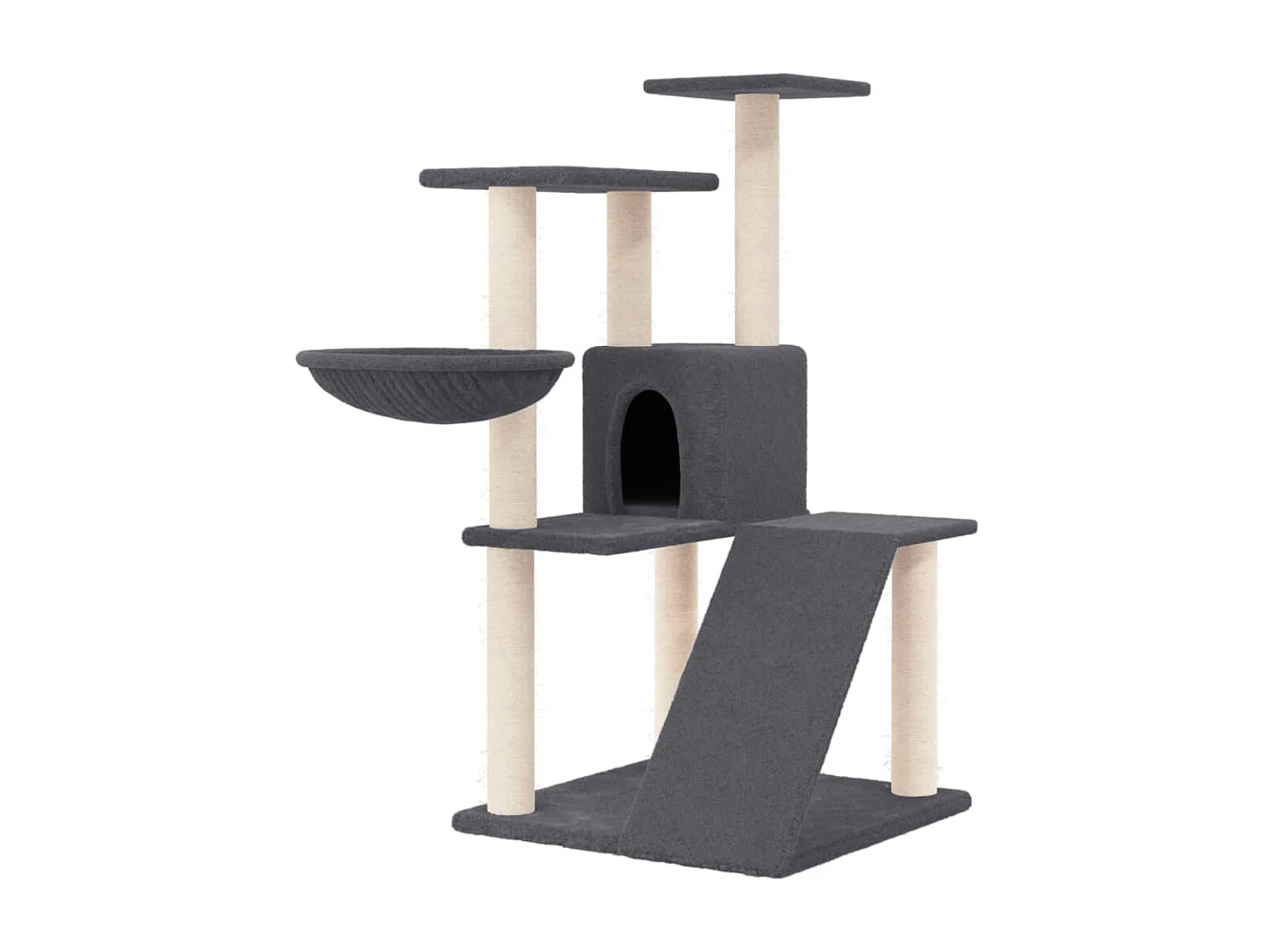 Árvore p/ gatos c/ postes arranhadores sisal 94 cm cinza-escuro