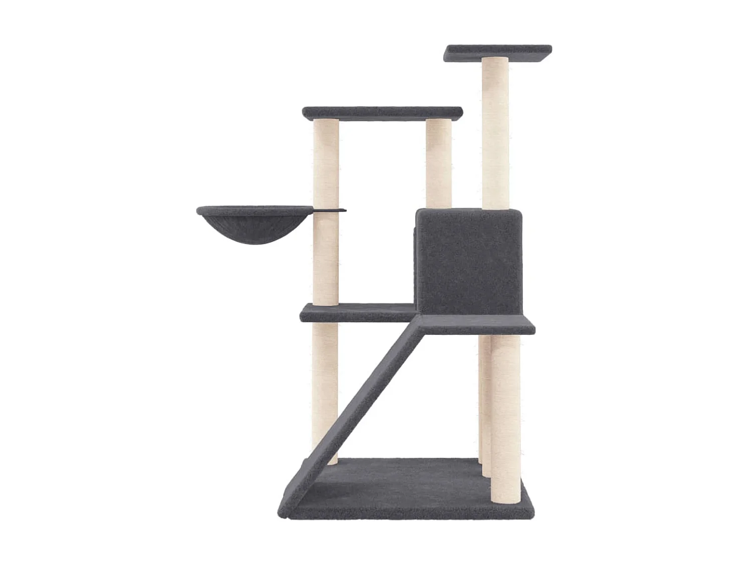 Árvore p/ gatos c/ postes arranhadores sisal 94 cm cinza-escuro