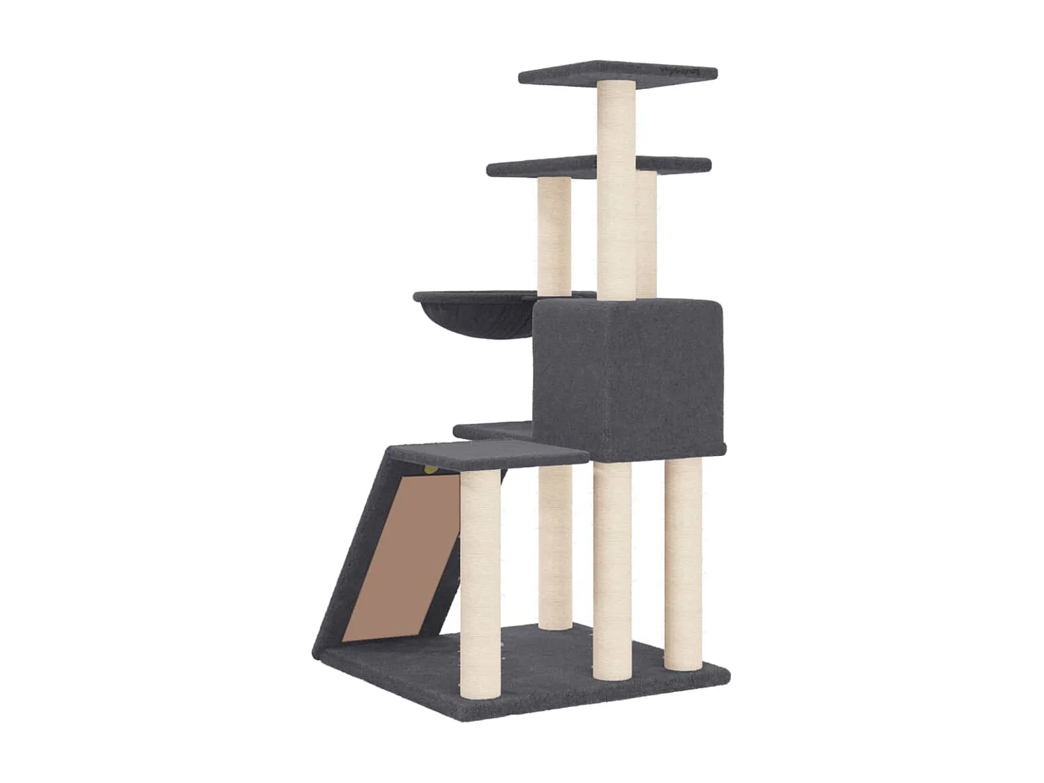 Árvore p/ gatos c/ postes arranhadores sisal 94 cm cinza-escuro