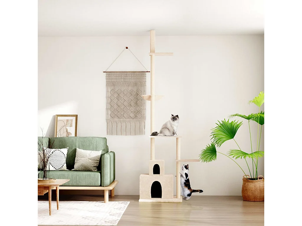 Arbre à chat du sol au plafond Crème 250,5-276,5 cm
