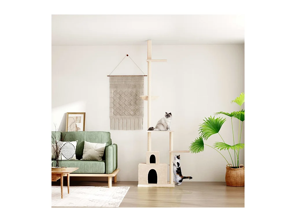 Arbre à chat du sol au plafond Crème 250,5-276,5 cm