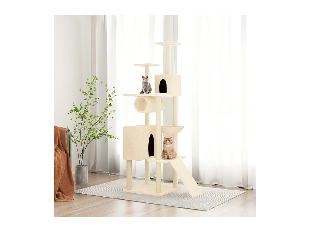 Arbre à chat avec griffoirs en sisal Crème 168 cm