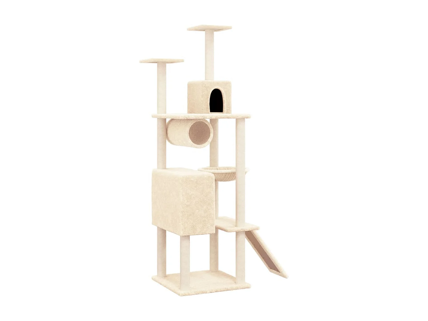 Árvore para gatos c/ postes arranhadores sisal 168 cm cor creme